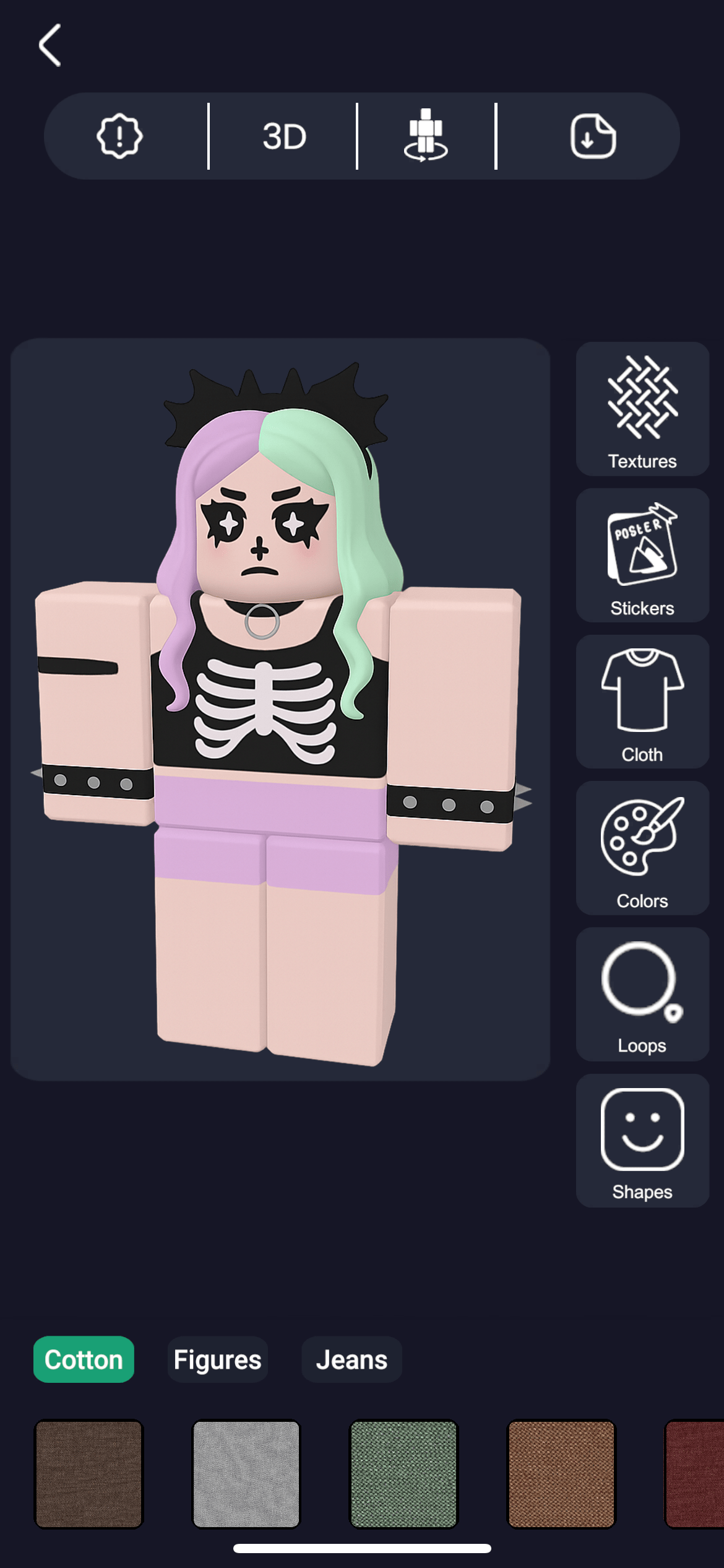Screenshot of a newly created Pastel Goth skin